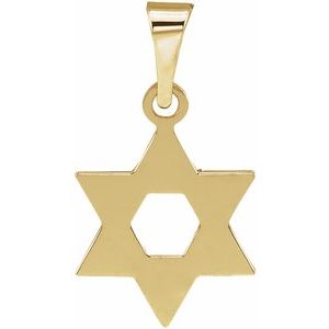 14K Yellow 12x9 mm Star of David Pendant
