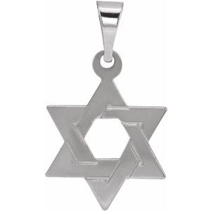 14K White 14x12 mm Star of David Pendant