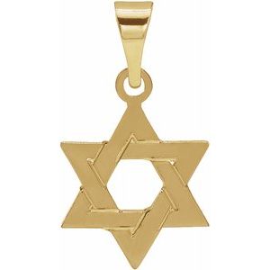 14K Yellow 12x9 mm Star of David Pendant