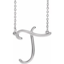 Load image into Gallery viewer, Sterling Silver Script Initial T 16&quot; Necklace
