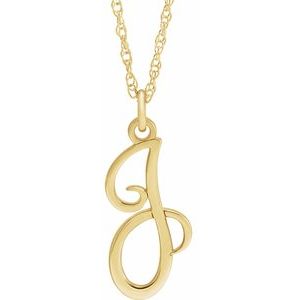 14K Yellow Gold-Plated Sterling Silver Script Initial J 16-18