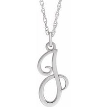 Load image into Gallery viewer, Sterling Silver Script Initial J 16-18&quot; Necklace
