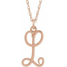 Charger l&#39;image dans la galerie, 14K Rose Gold-Plated Sterling Silver Script Initial L 16-18&quot; Necklace
