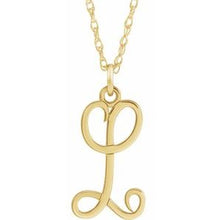 Charger l&#39;image dans la galerie, 14K Yellow Gold-Plated Sterling Silver Script Initial L 16-18&quot; Necklace

