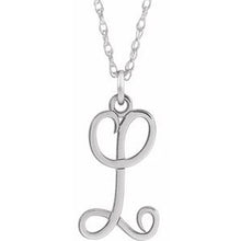 Load image into Gallery viewer, Sterling Silver Script Initial L 16-18&quot; Necklace
