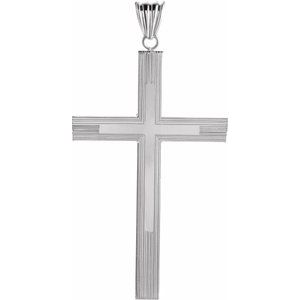 Sterling Silver 57.5x38.5 mm Hollow Cross Pendant