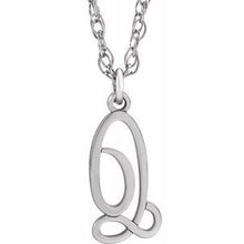 Load image into Gallery viewer, Sterling Silver Script Initial Q 16-18&quot; Necklace
