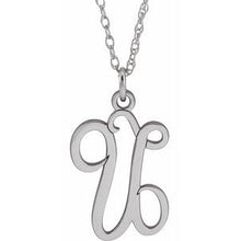 Load image into Gallery viewer, Sterling Silver Script Initial U 16-18&quot; Necklace
