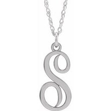 Load image into Gallery viewer, Sterling Silver Script Initial S 16-18&quot; Necklace
