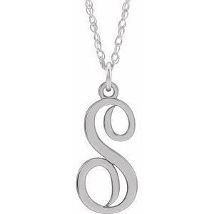 Sterling Silver Script Initial S 16-18