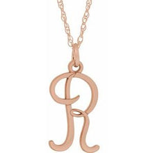 Charger l&#39;image dans la galerie, 14K Rose Gold-Plated Sterling Silver Script Initial R 16-18&quot; Necklace
