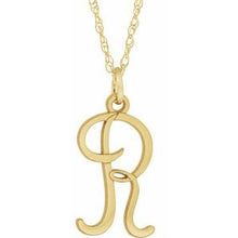 Charger l&#39;image dans la galerie, 14K Yellow Gold-Plated Sterling Silver Script Initial R 16-18&quot; Necklace
