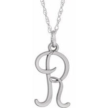Load image into Gallery viewer, Sterling Silver Script Initial R 16-18&quot; Necklace
