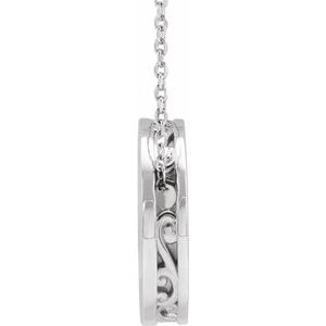 Engravable Scroll Disc Necklace or Slide Pendant