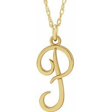 Charger l&#39;image dans la galerie, 14K Yellow Gold-Plated Sterling Silver Script Initial P 16-18&quot; Necklace

