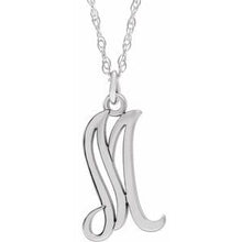 Load image into Gallery viewer, Sterling Silver Script Initial M 16-18&quot; Necklace
