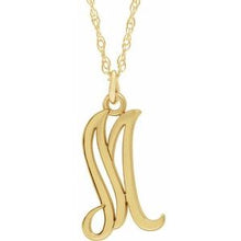 Charger l&#39;image dans la galerie, 14K Yellow Gold-Plated Sterling Silver Script Initial M 16-18&quot; Necklace
