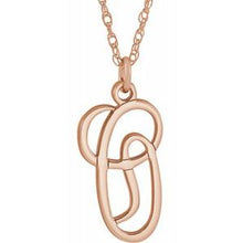 Charger l&#39;image dans la galerie, 14K Rose Gold-Plated Sterling Silver Script Initial O 16-18&quot; Necklace

