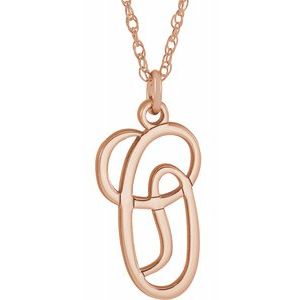 14K Rose Gold-Plated Sterling Silver Script Initial O 16-18