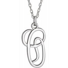Load image into Gallery viewer, Sterling Silver Script Initial O 16-18&quot; Necklace
