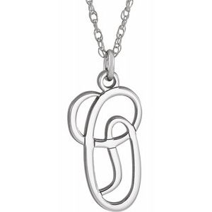 Sterling Silver Script Initial O 16-18