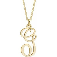Charger l&#39;image dans la galerie, 14K Yellow Gold-Plated Sterling Silver Script Initial G 16-18&quot; Necklace
