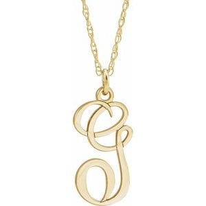 14K Yellow Gold-Plated Sterling Silver Script Initial G 16-18" Necklace