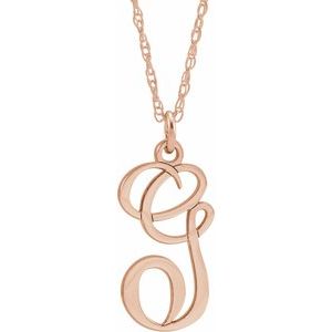 14K Rose Gold-Plated Sterling Silver Script Initial G 16-18" Necklace