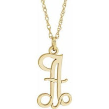 Charger l&#39;image dans la galerie, 14K Yellow Gold-Plated Sterling Silver Script Initial A 16-18&quot; Necklace
