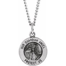 Load image into Gallery viewer, Sterling Silver 18 mm Guardian Angel Medal
