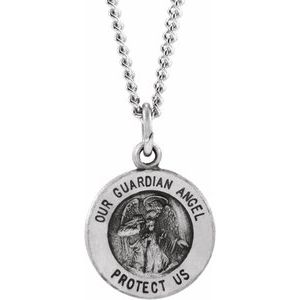 Sterling Silver 22 mm Guardian Angel Necklace