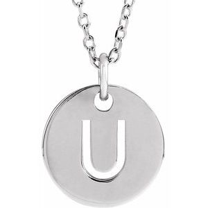 Sterling Silver Initial U 16-18