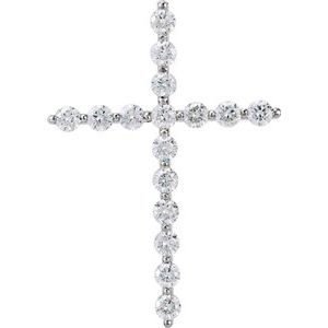 14K White 1 5/8 CTW Diamond Cross Pendant