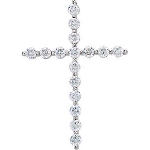 14K White 1 1/4 CTW Diamond Cross Pendant