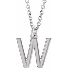 Load image into Gallery viewer, Sterling Silver Initial W Dangle 18&quot; Necklace

