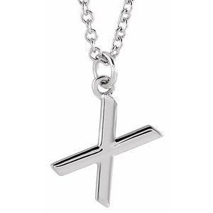 Sterling Silver Initial X Dangle 18