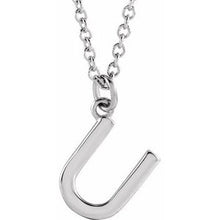 Load image into Gallery viewer, Sterling Silver Initial U Dangle 18&quot; Necklace
