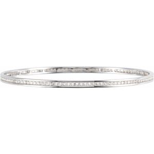 14K White  1 1/2 CTW Diamond Stackable Bangle 8" Bracelet