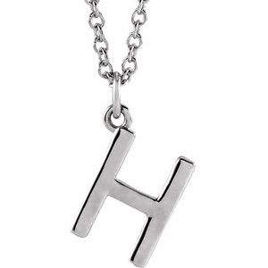 Sterling Silver Initial H Dangle 18" Necklace
