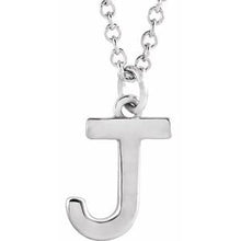 Load image into Gallery viewer, Sterling Silver Initial J Dangle 18&quot; Necklace
