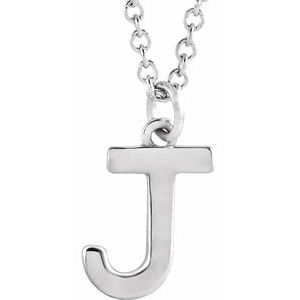 Sterling Silver Initial J Dangle 18" Necklace