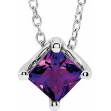 Charger l&#39;image dans la galerie, Sterling Silver Amethyst Solitaire 16-18&quot; Necklace
