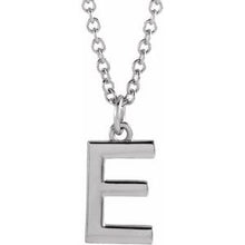 Load image into Gallery viewer, Sterling Silver Initial E Dangle 18&quot; Necklace

