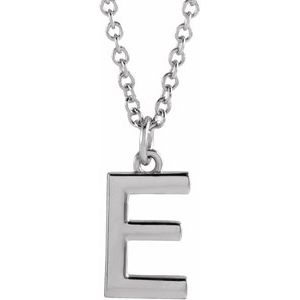 Sterling Silver Initial E Dangle 18