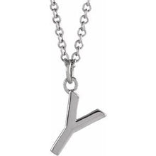 Load image into Gallery viewer, Sterling Silver Initial Y Dangle 18&quot; Necklace
