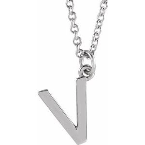 Sterling Silver Initial V Dangle 16