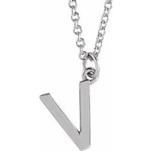 Load image into Gallery viewer, Sterling Silver Initial V Dangle 18&quot; Necklace
