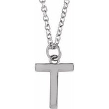 Load image into Gallery viewer, Sterling Silver Initial T Dangle 18&quot; Necklace
