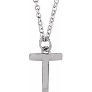 Sterling Silver Initial T Dangle 18