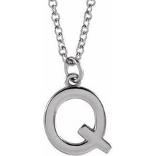 Load image into Gallery viewer, Sterling Silver Initial Q Dangle 16&quot; Necklace
